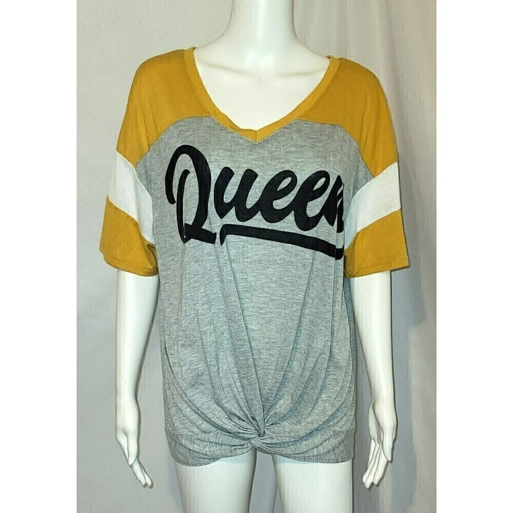 Hybrid Plus Size Knotted Front Queen Tee - Size 1X